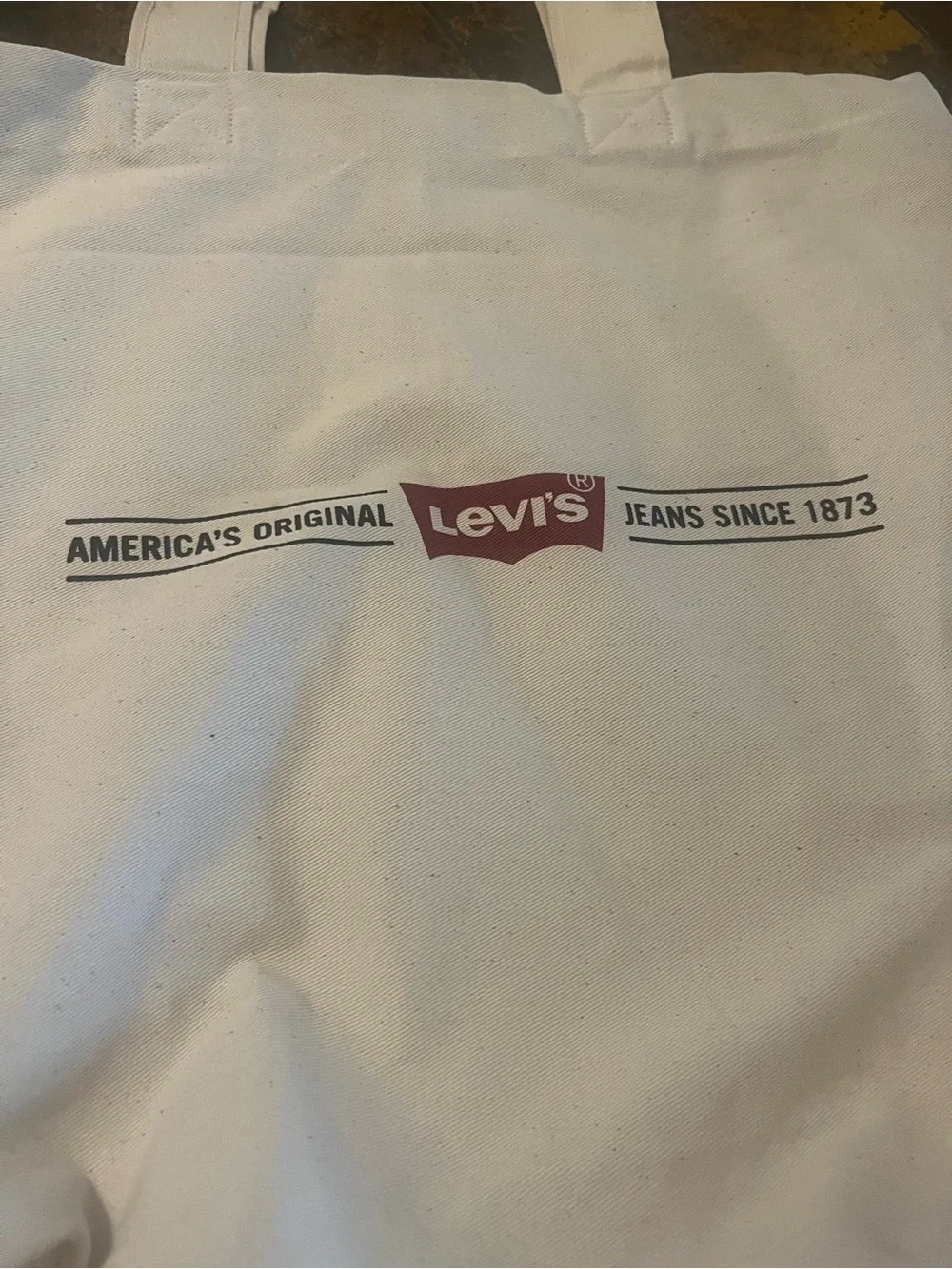 Levi's White Canvas Tote with Red Logo Panel